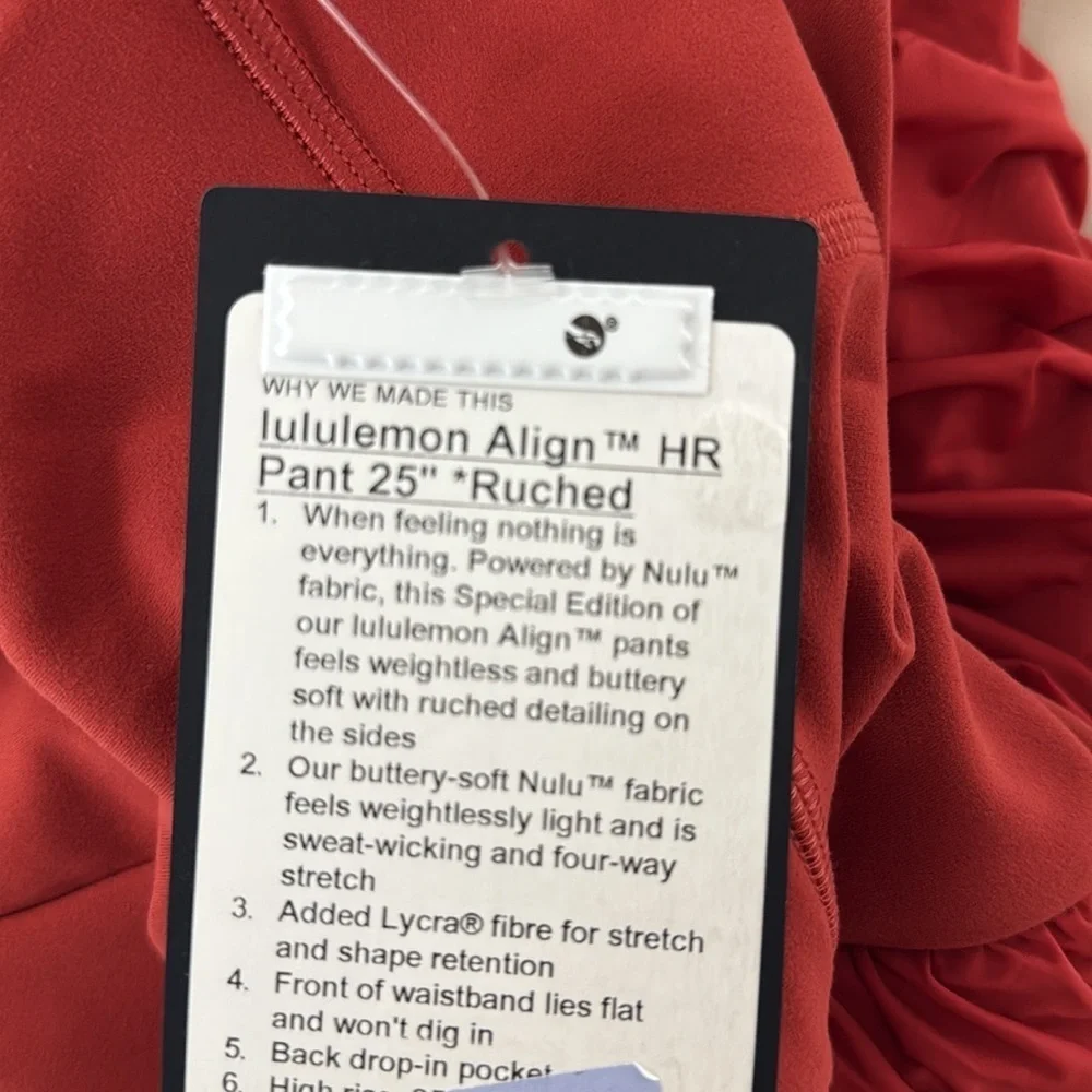 lululemon athletics align hr pant ruched cayenne High-Waisted Leggings Sz 8 NWT